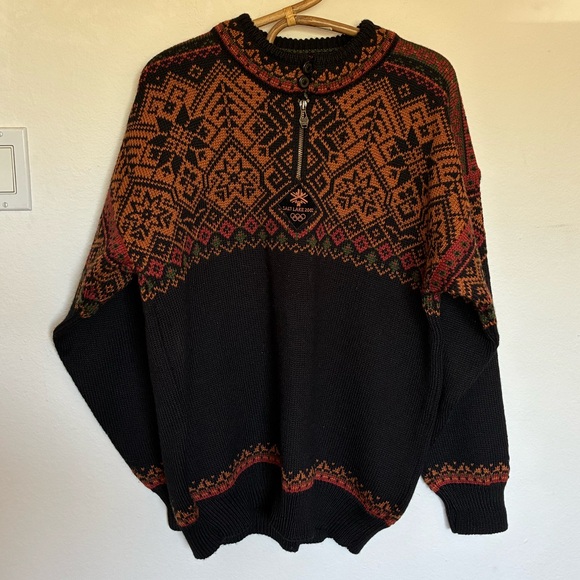 Dale of Norway Salt Lake City 2002 Olympics Fair Isle Quarter Zip Sweater Large - Picture 1 of 8
